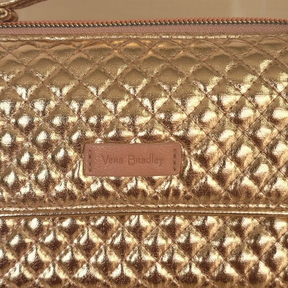 Vera Bradley RFID All in One Rose Gold Shimmer Quilted Wristlet Crossbody Bag - Picture 3 of 15